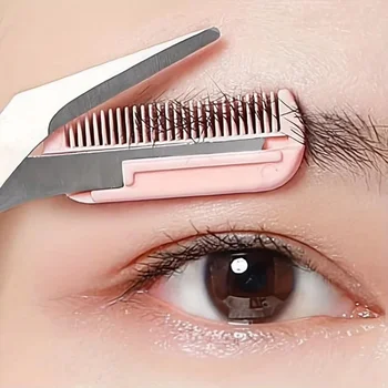 Augenbraue Trimmer Make-Up Werkzeuge Edelstahl Augenbraue Schere mit Kamm Haar Entfernung Augenbrauen
