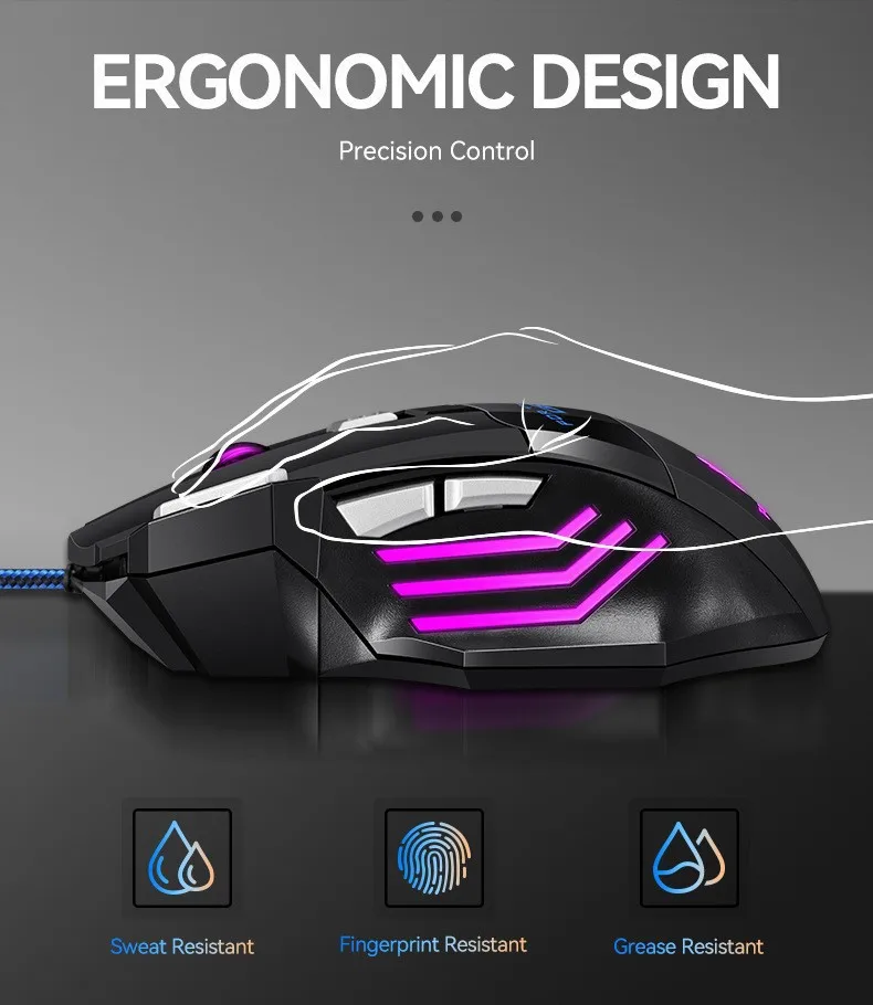 1 PC Neue Hyperspeed USB Gaming Maus RGB – Bild 5