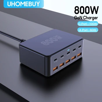 GaN USB-C Multiport-Ladestation 800 W, 100 W PD 3.0, PPS, QC 3.0
