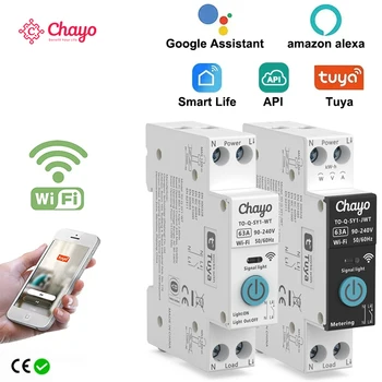 TUYA WIFI Smart Circuit Breaker Energiezähler 1P 16A DIN-Schiene für Smart Home, drahtlose Fernbedienung