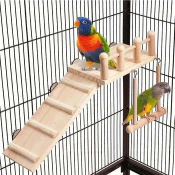 Vogel Sitzstangen Plattform Vogel Schaukel Klettern Leiter Spielzeug Papagei Holz Spielen Übung Steht Papagei