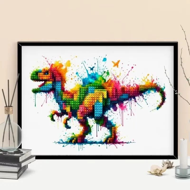 Aquarell-Bausteine-Poster Moderner Lego-Mann Minifigur – Bild 4