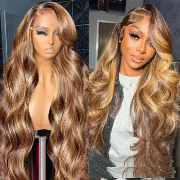 Highlight-Perücke, 100 % Echthaar, 13 x 6 HD-Spitze-Frontal-Perücke, honigblonde Lace-Front-Perücken