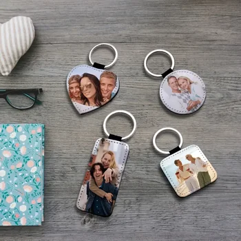 1 individueller Foto-Schlüsselanhänger - personalisierter runder Schlüsselanhänger aus PU-Leder