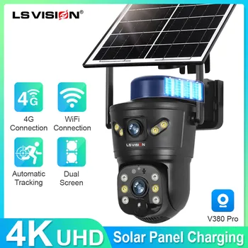 LS VISION 4G/WIFI Outdoor-Solarkamera, 8 MP, Dual-Objektiv, PIR-SIM-Karte, integrierte Nachtsicht