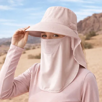 Sonnenschutzhut, atmungsaktive Gesichtsmaske, Nackenschutz, integrierter Sonnenhut, UV-beständiger