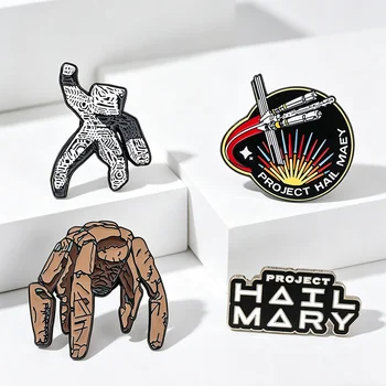 Sci-Fi Emaille-Pin-Set, inspiriert vom Projekt Hail Mary, Sammlerstücke Broschen-Abzeichen (4 Stück)