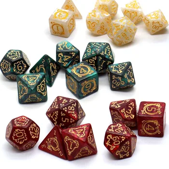 DND-Würfelset mit Drachenmuster, mehrseitige D4 D6 D8 D10 D12 D20 Würfel, ideales Geschenk (7 Stück)