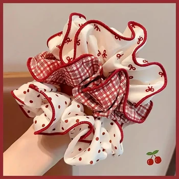 High-End-Haargummis mit niedlichem Punkt und Karomuster für Damen und Mädchen, weiche elastische Haargummis