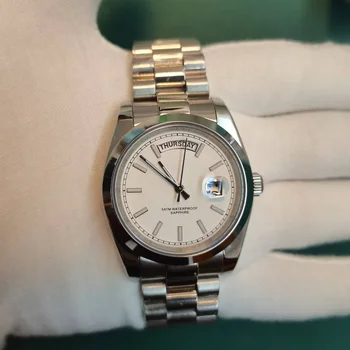 Kleines Herren-Armbanduhr mit Saphirglas, Edelstahl, 50M wasserdicht, Business-Quarzwerk, DD36MM Armbanduhr