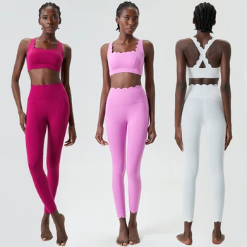 Frauen Einfarbig Gym Anzug Zwei Stücke Fitness Yoga Set Super Streth Slim Fit Laufsport Atmungsaktive Workout