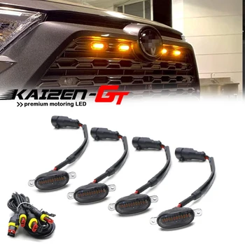 Universelle LED-Frontgrill-Begrenzungsleuchten mit getönten Gläsern in Amber/Weiß mit Kabelbaum-Kit für LKW