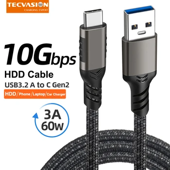 USB3.2 10 Gbit/s USB Typ C Kabel USB A auf C 3A 60 W QC3.0 Schnellladung für Samsung NVMe Festplatte Externe