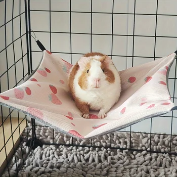 Doppelseitige Hängematte Meerschweinchen Atmungsaktive Sommerhängematte mit Schlinge Haustiere Hängematte