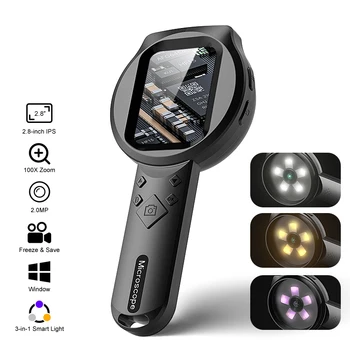 2,8'' IPS Digitale Lupe HD 1080P 100X Tragbares Mikroskop Handheld Mignifying für Elektronik Reparatur