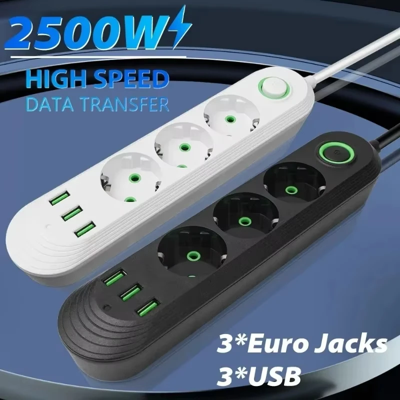 2500W EU-Stecker Mehrfachsteckdose mit Verlängerungskabel – Bild 2