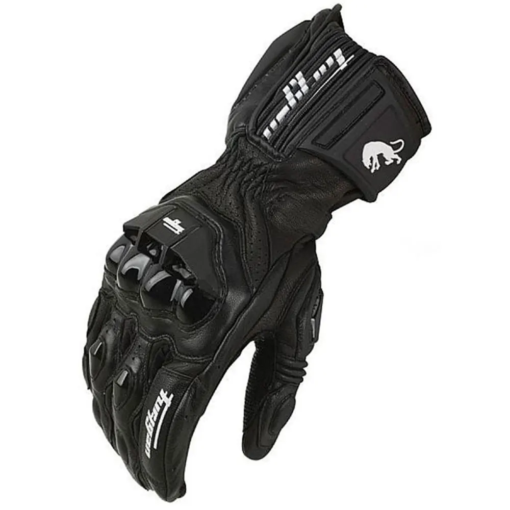Motorradhandschuhe Schwarz Racing Echtes Leder Motorrad Weiß – Bild 6