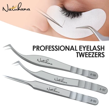 NATUHANA Professionelle Wimpernverlängerungs-Pinzette, Hochpräzise Antistatische Edelstahl-Wimpernwerkzeuge