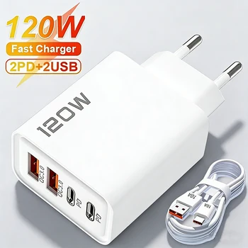 4-Port 120W Ladegerät Quick Charge 3.0 USB-C PD Typ-C USB Telefonladegeräte Schnellladegerät für iPhone