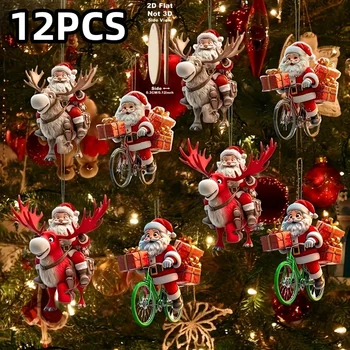 Set mit Weihnachtsmann-Holzanhängern - ideal für Weihnachtsbäume und saisonale Heimdekorationen (12 Stück)