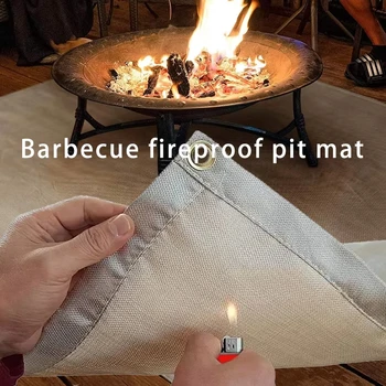Hochtemperatur-Feuerfeste BBQ-Feuerstellenmatte, Hitzebeständige Grillschutzmatte für Outdoor Indoor Camping