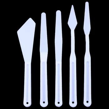 Kunststoff-Spachtelset, Dünne und Flexible Palettenmesser, Kunstwerkzeuge für Acrylfarben-Malerei (5 Stück)