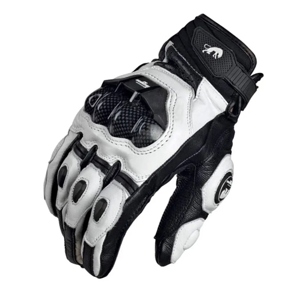 Motorradhandschuhe Schwarz Racing Echtes Leder Motorrad Weiß – Bild 4