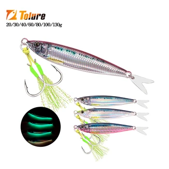 TOLU 3D Gedruckt Schnell Sinkende Metall Jig Köder 20g-130g Mit Spule Salzwasser Shore Casting angeln Locken