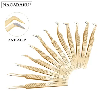 NAGARAKU Präzisionspinzette mit Faserspitze für Wimpernverlängerungen, professionelle Wimpernpinzette