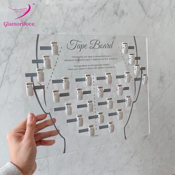 Klebeband-Platzierungsbrett mit 25 Clips, transparentes Acryl-Haarverlängerungsbrett für Tape-In-Extensions