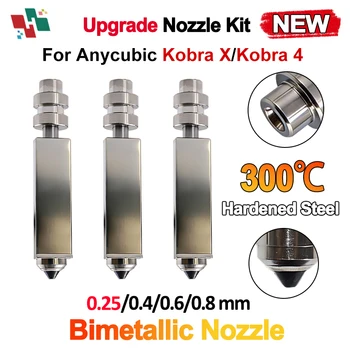 Upgrade Anycubic Kobra X/Kobra 4 Hotend Bimetall-Düsenheizbaugruppe für Anycubic Kobra X 0,2/0,4/0,6/0,8mm
