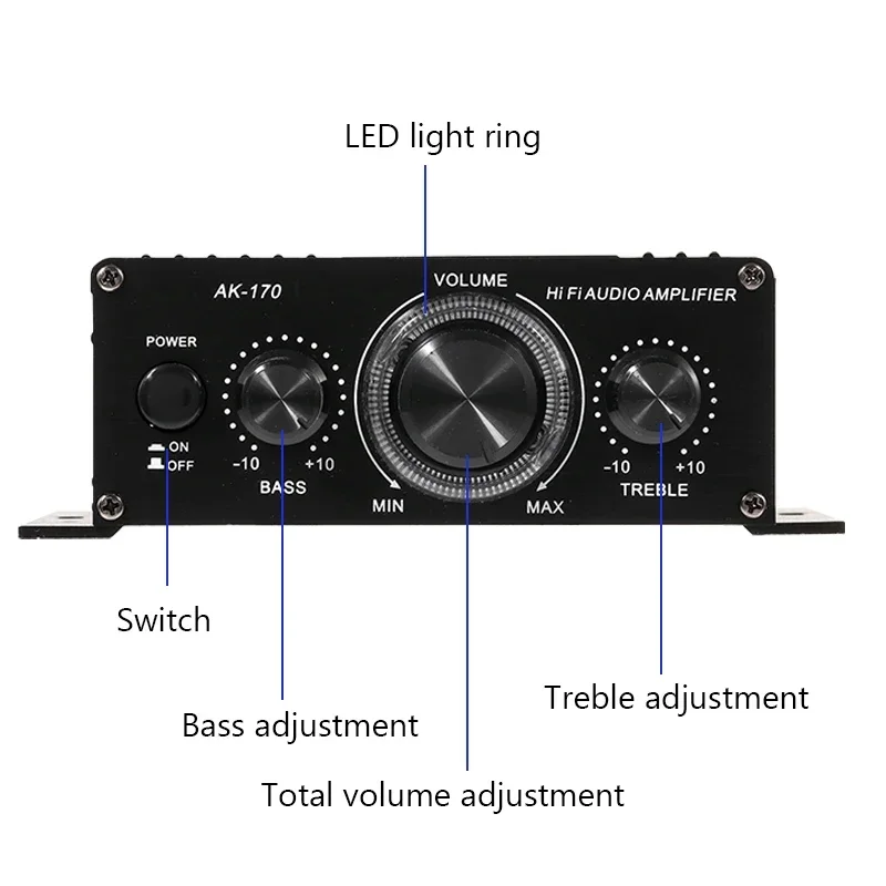 AK170 Mini Digital Power Audio Auto Verstärker Blau Licht – Bild 5