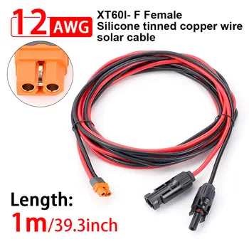 1/2/3M Solarstecker auf XT60I-F Adapter 12AWG CableConnect Solarpanel Ladekabel für Solargenerator Tragbare