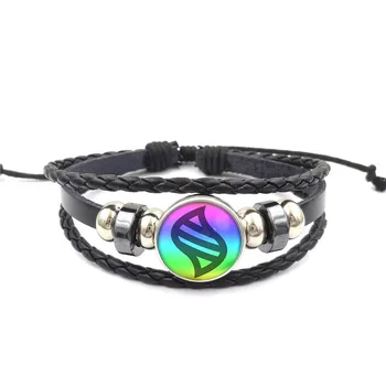 Anime Mega Stone Poke Snap Weave Lederarmband Glascabochon Verstellbarer Armreif Schmuck für Frauen Kinder