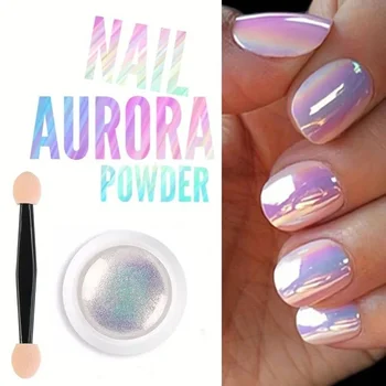 1Jar Perle Effekt Nagel Pulver Spiegel Aurora Chrom Meerjungfrau Nägel Kunst Pulver Regenbogen AB Magie