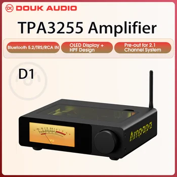 Ampapa D1 HiFi Stereo Bluetooth 5.2 Verstärker 2.0 Kanal Heim-Audio-Verstärker mit Digitalen VU-Meter HPF