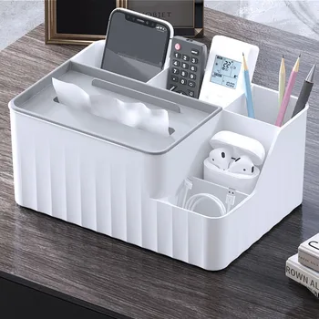 Schreibtisch-Organizer - multifunktionale Taschentuchbox mit Fernbedienungshalter (6 Stück)