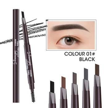 5-Farben-Augenbrauen-Kosmetik-Stift, wasserdicht, doppelköpfiges Augenbrauen-Tattoo, natürliches, langlebiges