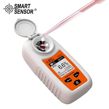 SMARTSENSOR LCD Digital Refraktometer Brix Meter Fruchtsaft Getränke ATC Zuckergehalt Messgerät 0-35%
