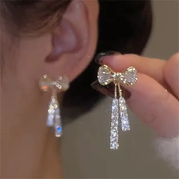 Mode Bogen Kristall Zirkon Ohrringe Für Frauen Trendy Party Schmuck Ohr Zubehör Valentinstag Geschenk