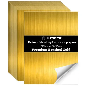 20 Blatt Vinyl-Aufkleberpapier aus gebürstetem Gold im A4-Format, laserdruckbar, nur wasserfestes