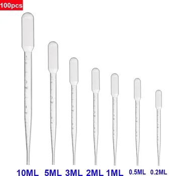 0,2/0,5/1 /2 /3 /5 /10mL Labor Pipette Kunststoff Einweg Messbehälter Flüssigkeit Dropper (100 Stück)