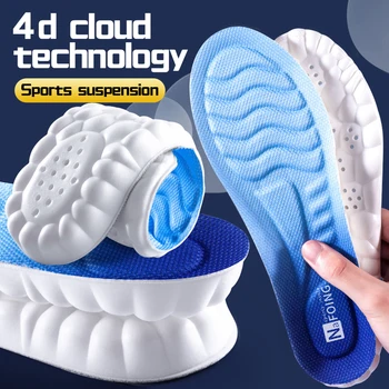 4D Cloud Technology Sport-Einlegesohlen für Schuhe, PU-Sohle, weich, atmungsaktiv, Stoßdämpfung, Kissen