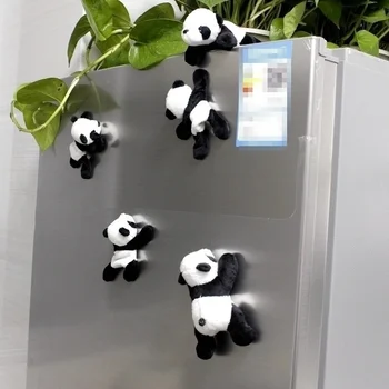 Niedlicher weicher Plüsch-Panda-Magnet - ovales Whiteboard- und Kühlschrankdekor aus Stoff, perfekt