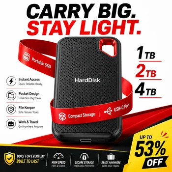 Schnelle 4TB Externe SSD Tragbare Festplatte USB-C Speicherlaufwerk für Laptop MacBook Desktop Bürodokumente