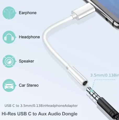 USB-C auf 3,5 mm Kopfhörer-Adapter, HiFi, 2er-Pack – Bild 6
