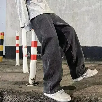 Streetwear Lose Jeans Männer Koreanischen Stil, Mode, Lose Gerade Breite Bein Hosen Männer der Marke Kleidung