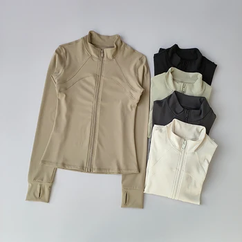 Yoga-Anzug für Damen, High-End-Sportjacke mit Stehkragen und langen Ärmeln, Lauftraining, Fitness-Top