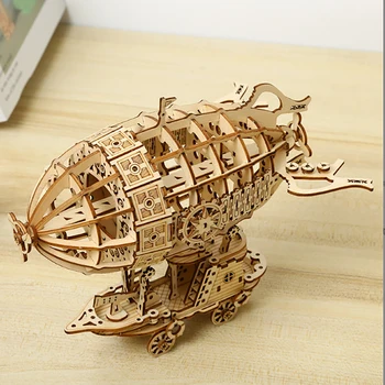 Luftschiff 3D Auto Holzpuzzle Maßstab Modell, DIY Modellbausatz, Handwerk Geschenk, Heimdekoration