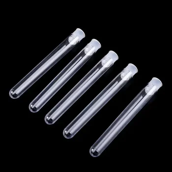 Paket 12x 100mm Transparent Labor Klar Kunststoff Reagenzgläser Fläschchen Mit Push Cap Schule (50 Stück)